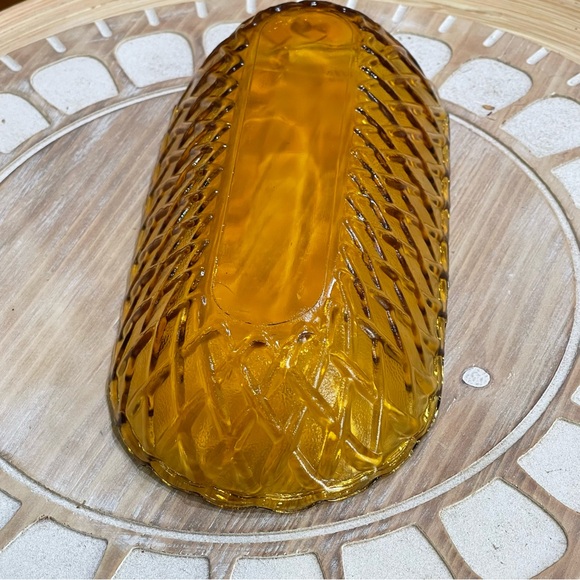 Vtg 1960s Mid Century Pretzel Amber Gold Oval Dish - Picture 2 of 7